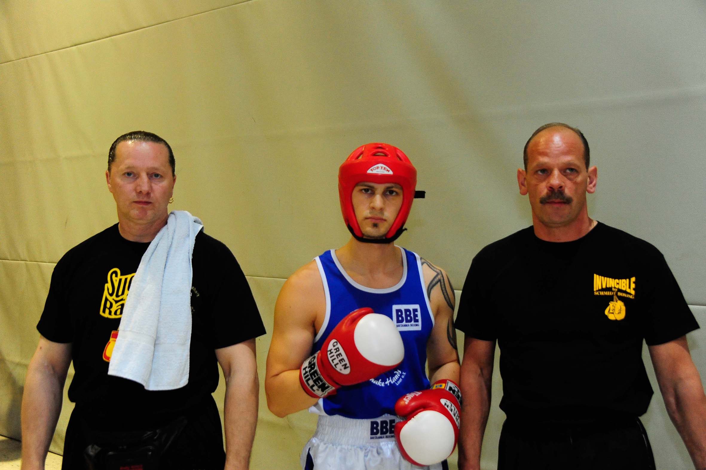 Boxveranstaltung Norden Eugen Gottfried mit Trainer Michael Lawrenz und Bernhard Westmark